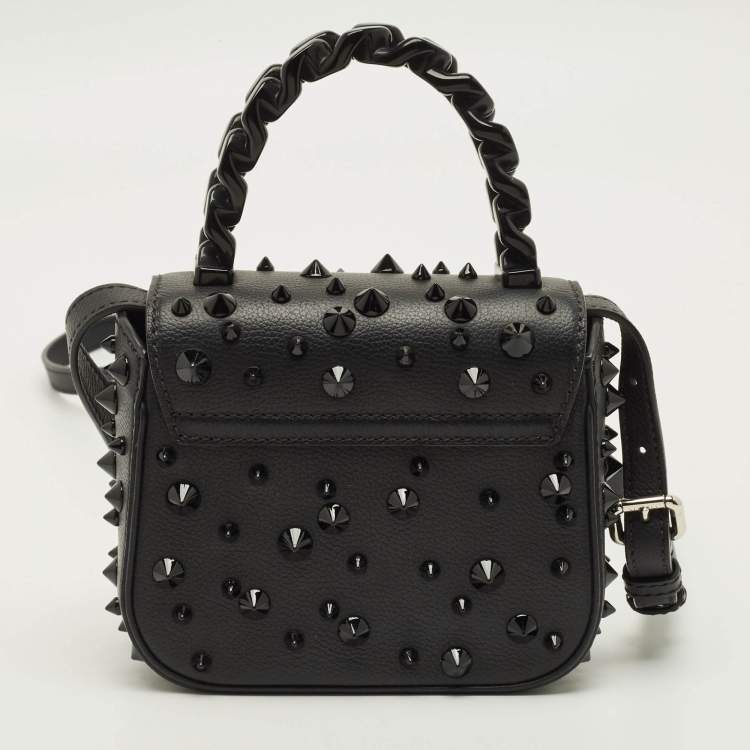 Pre Owned Versace Studded La Medusa Mini Black Leather Top Handle Bag