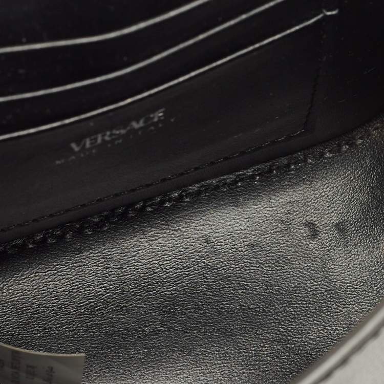 Pre Owned Versace Studded La Medusa Mini Black Leather Top Handle Bag