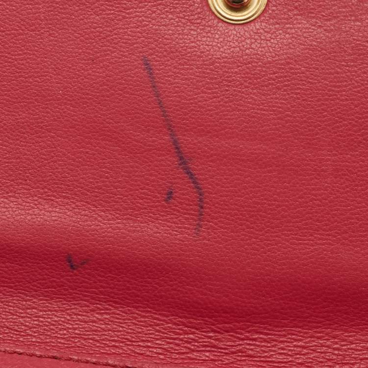 Pre Owned Versace La Medusa Medium Red Croc Embossed Leather Wallet On Chain