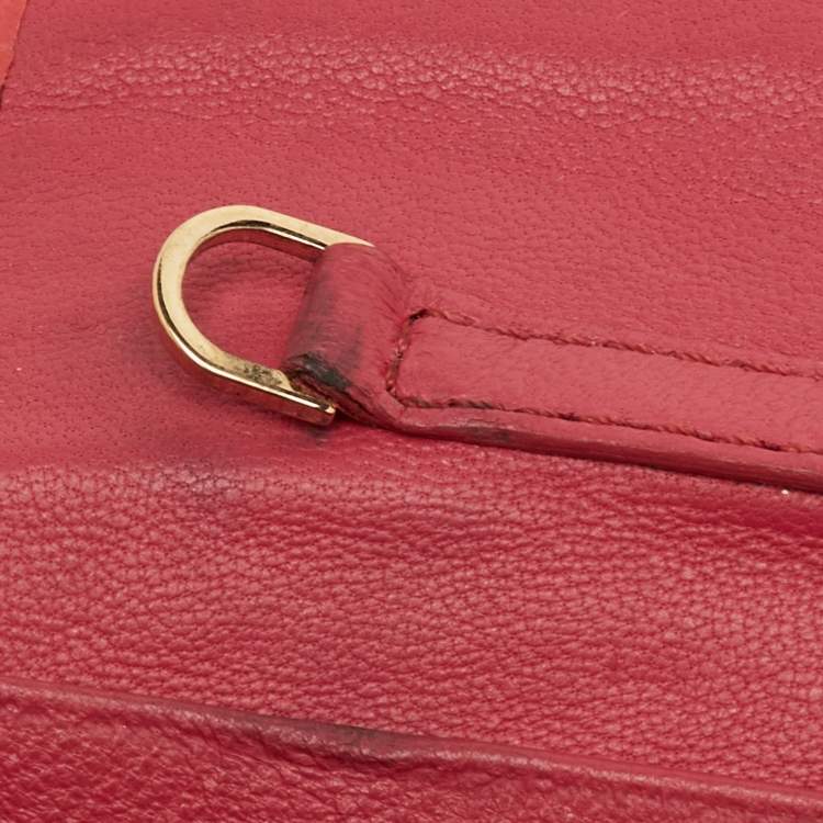 Pre Owned Versace La Medusa Medium Red Croc Embossed Leather Wallet On Chain