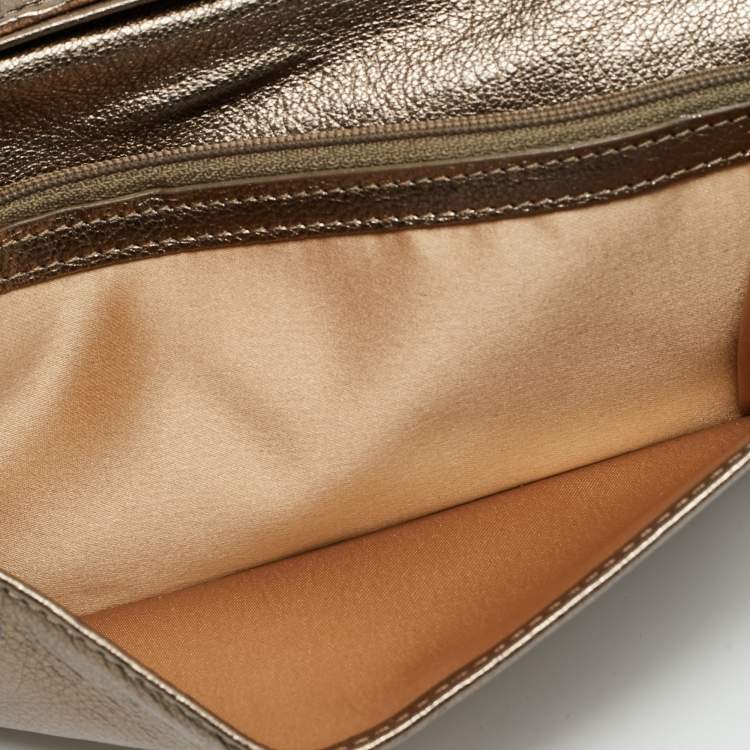 Pre Owned Versace Metallic Beige Medusa Canvas and Leather Trifold Wallet