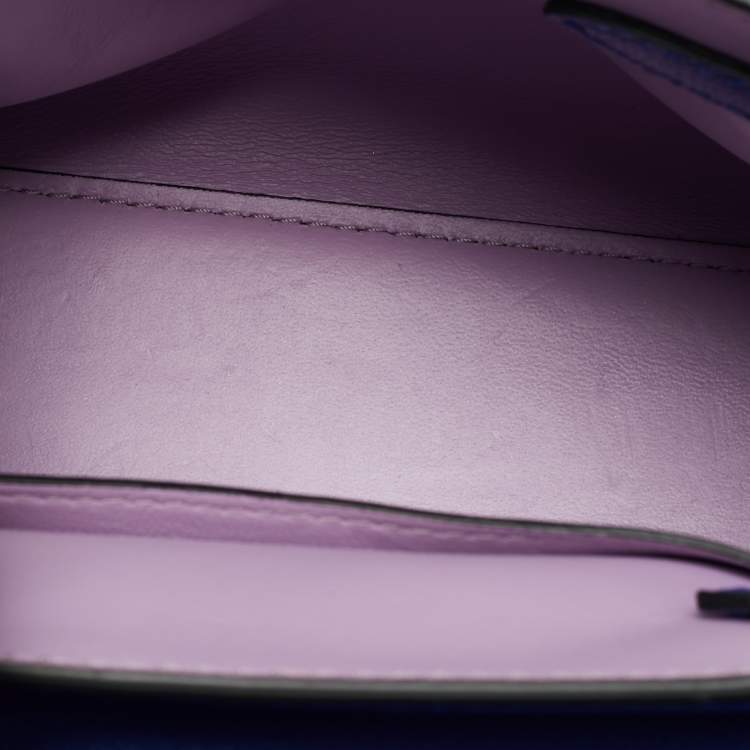 Pre Owned Versace La Medusa Blue Leather Top Handle Bag