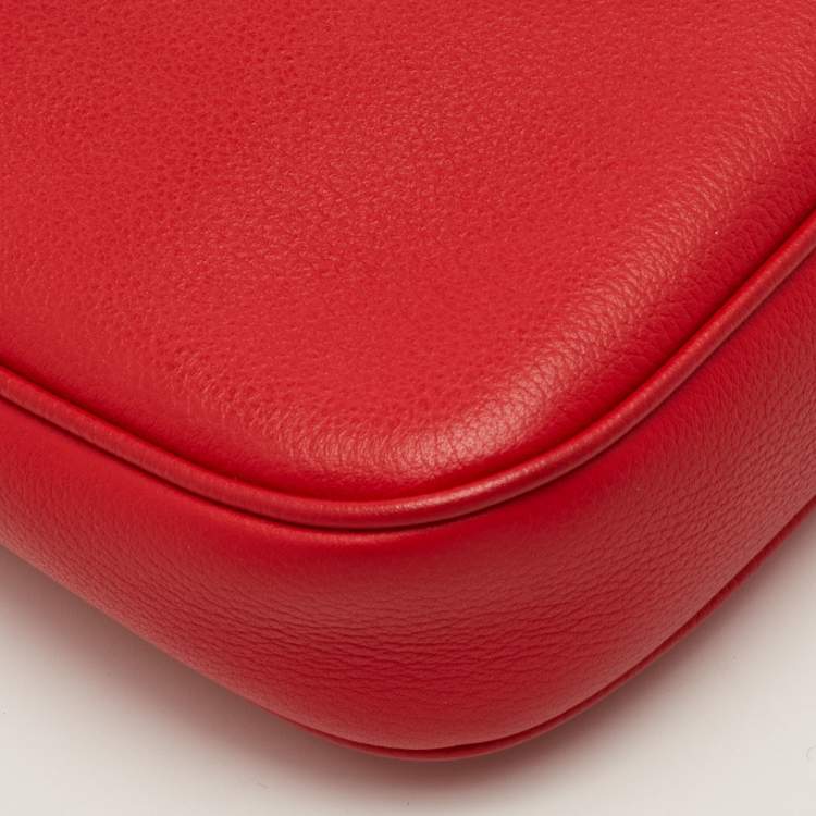 Pre Owned Versace Medusa Red Leather Crossbody Bag