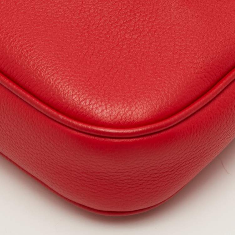 Pre Owned Versace Medusa Red Leather Crossbody Bag