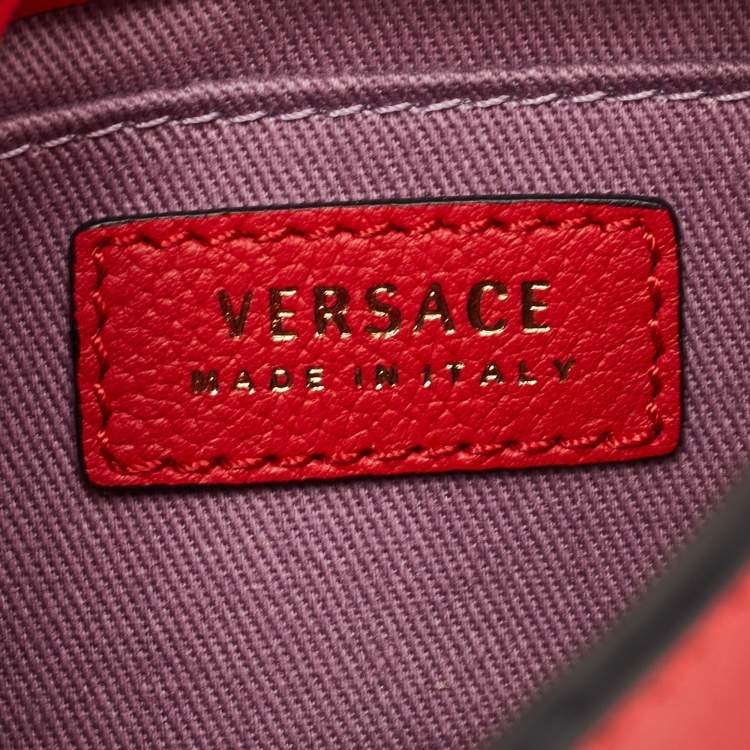 Pre Owned Versace Medusa Red Leather Crossbody Bag