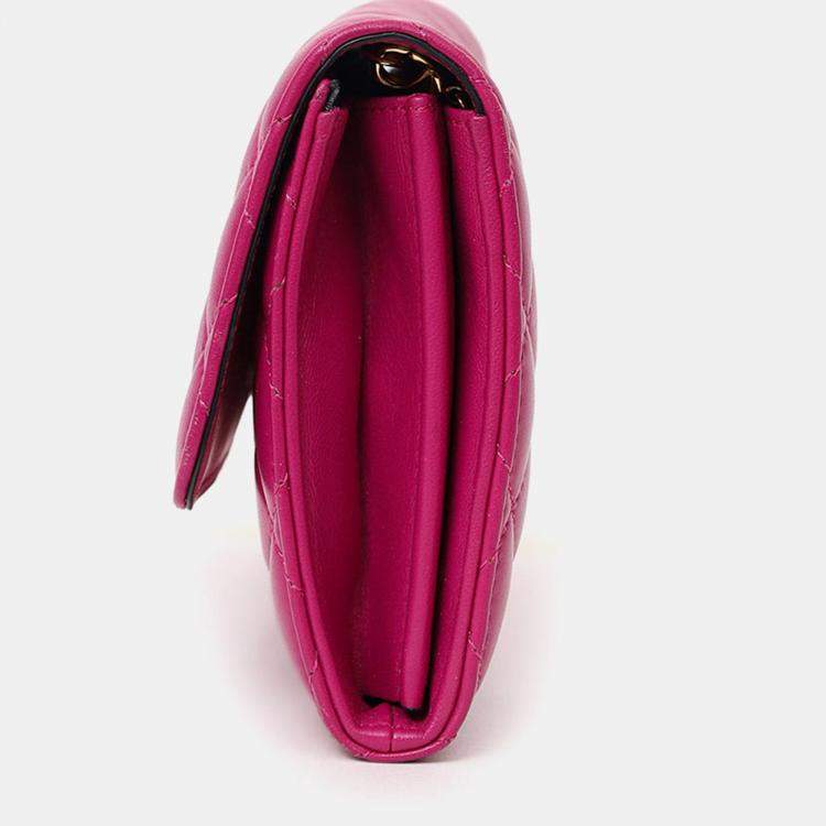 Pre Owned Versace Pink Leather Medusa Wallet On Chain