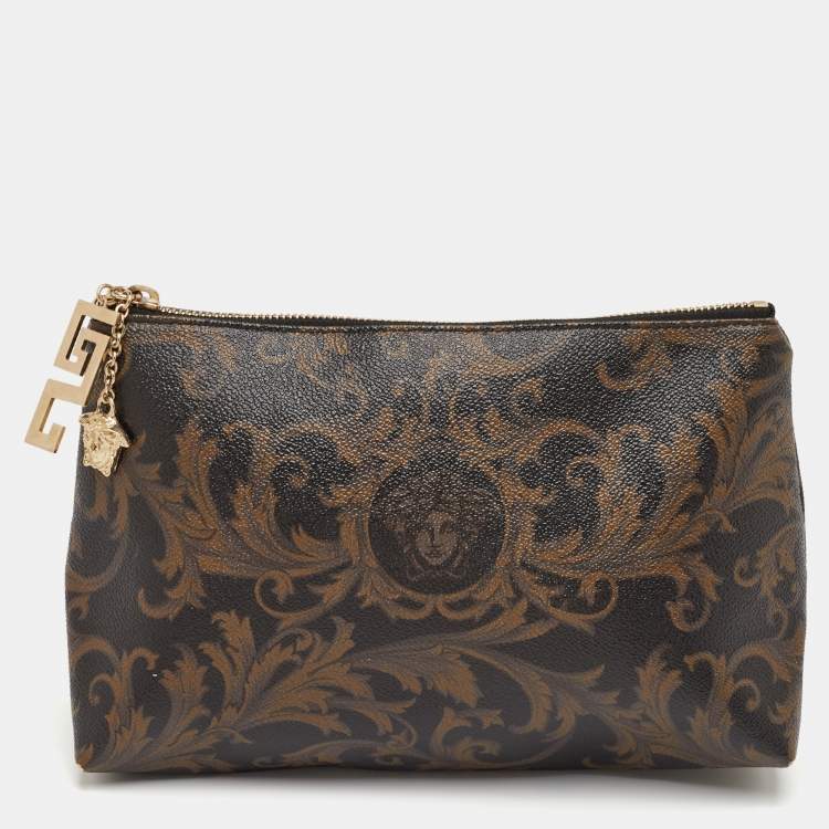 Pre Owned Versace Multicolor Barocco Print  Coated Canvas Pouch Clutch