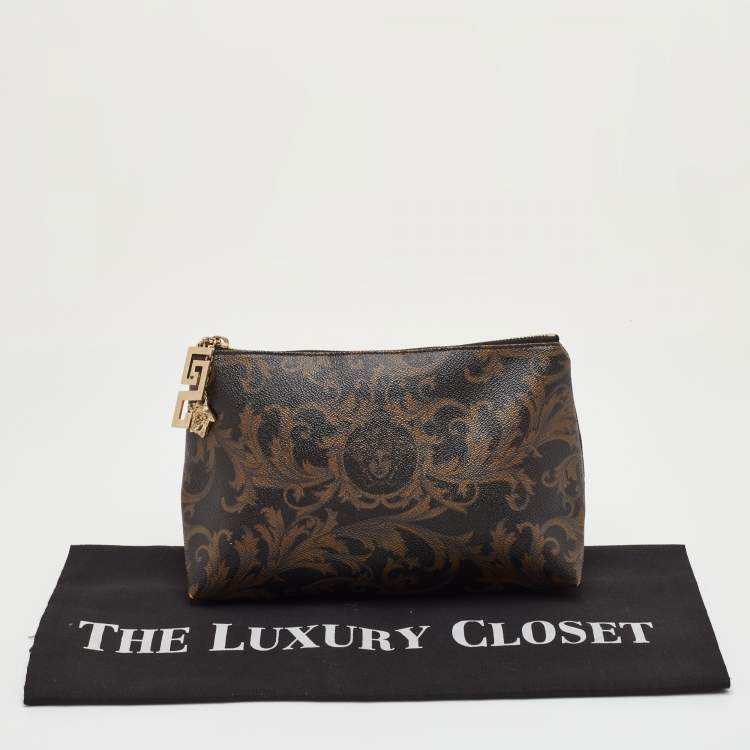 Pre Owned Versace Multicolor Barocco Print  Coated Canvas Pouch Clutch