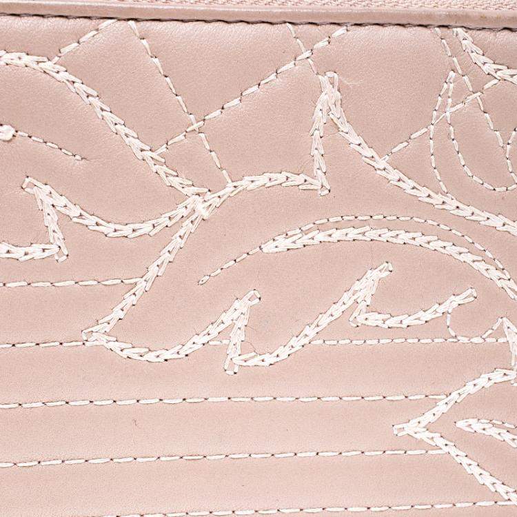 Pre Owned Versace Blush Pink Quilted Leather Vanitas Zip Around Wallet
