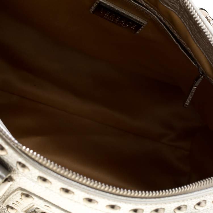 Pre Owned Versace Metallic Silver Leather Madonna Satchel