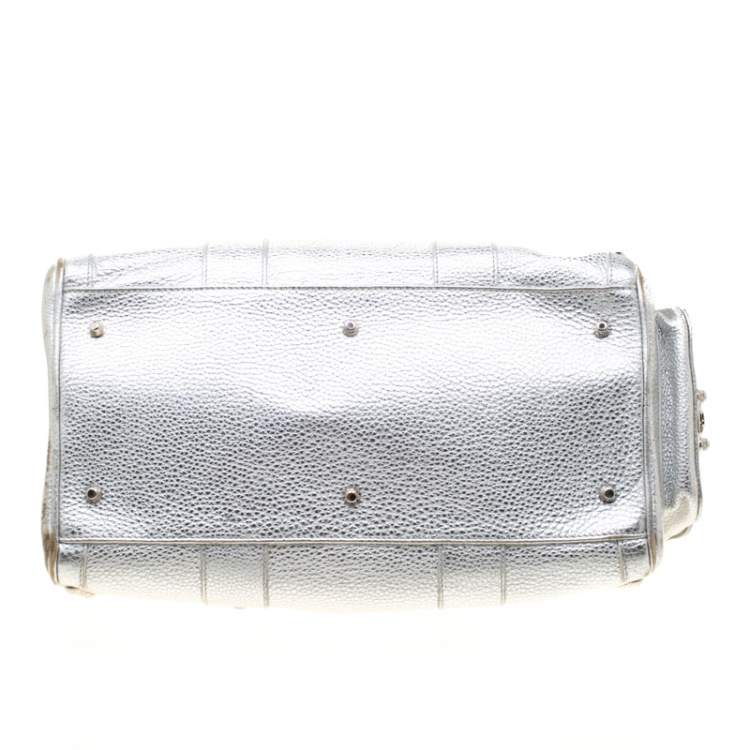 Pre Owned Versace Metallic Silver Leather Madonna Satchel