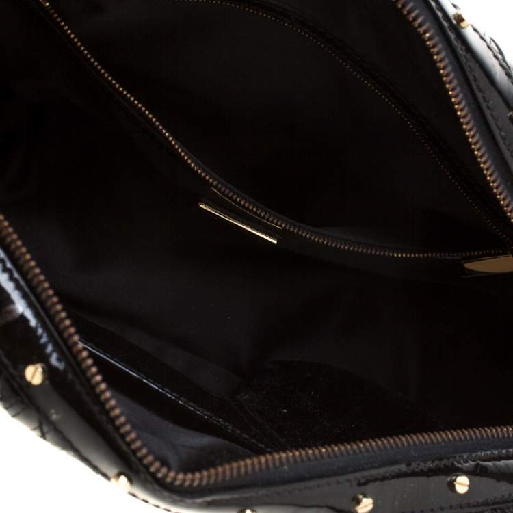 Pre Owned Versace Black Woven Patent Leather Snap Out Of It Satchel