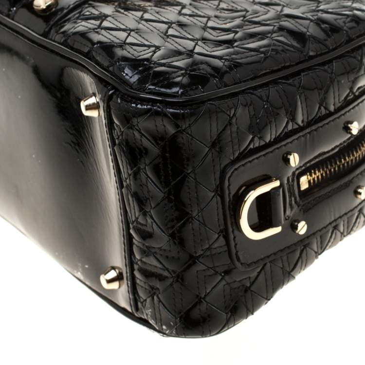 Pre Owned Versace Black Woven Patent Leather Snap Out Of It Satchel