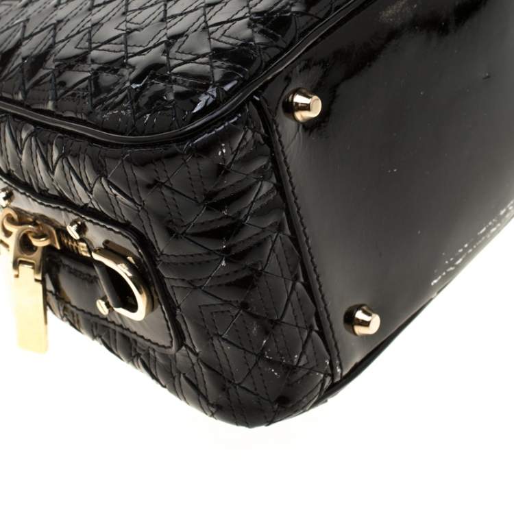 Pre Owned Versace Black Woven Patent Leather Snap Out Of It Satchel