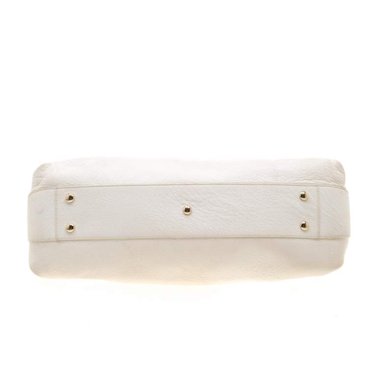 Pre Owned Versace Bag Off White Leather Dome Satchel