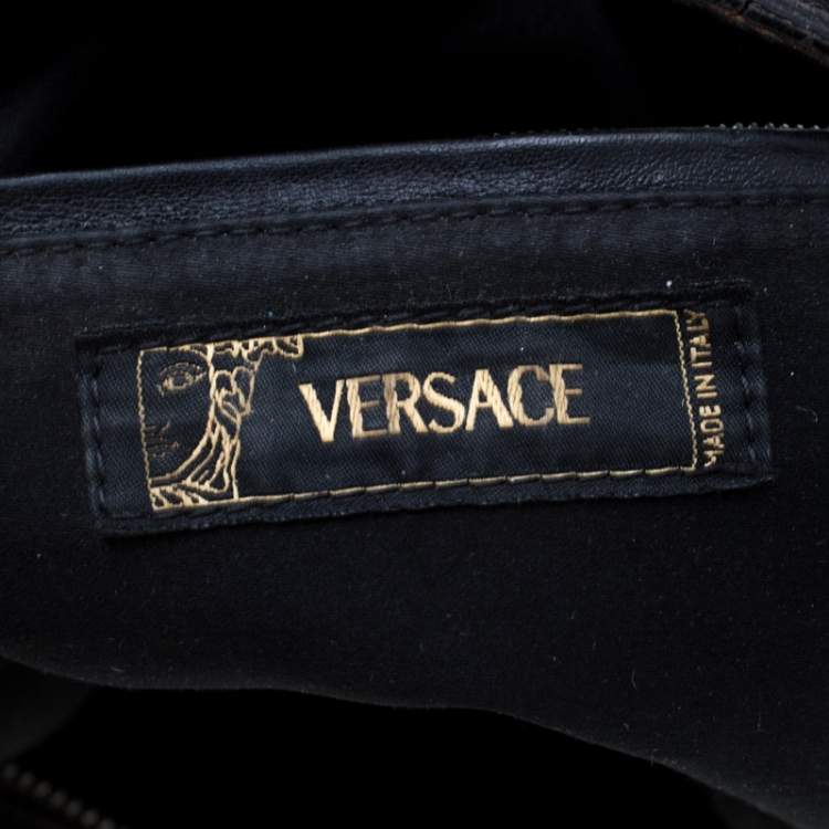 Pre Owned Versace Black Leather Hobo