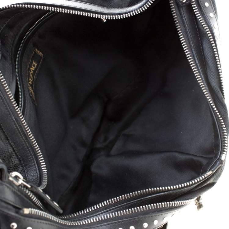Pre Owned Versace Black Leather Hobo