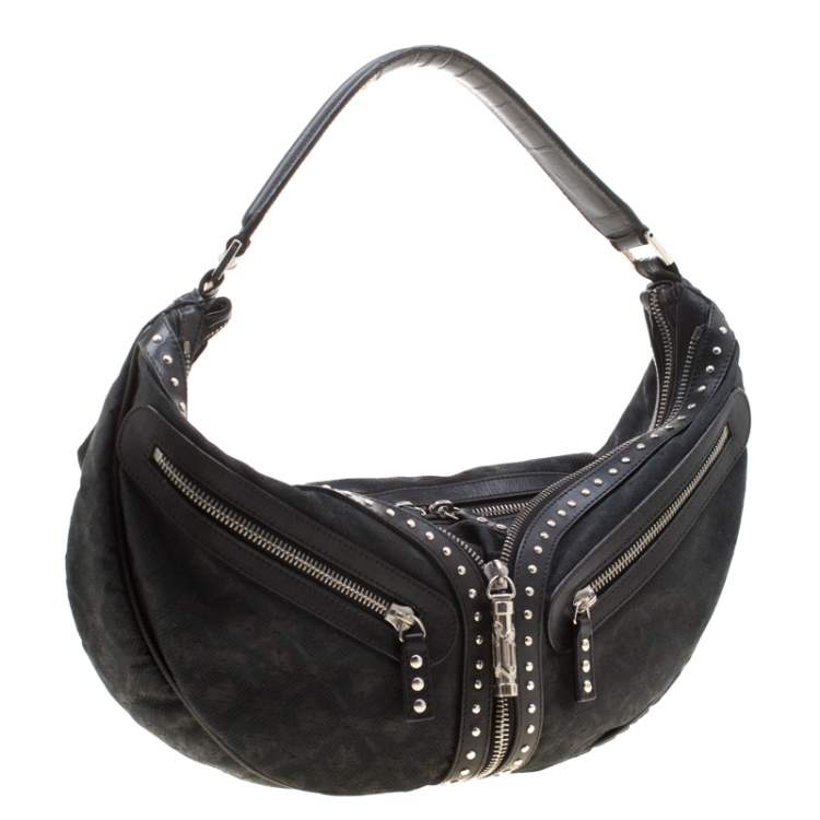 Pre Owned Versace Black Leather Hobo