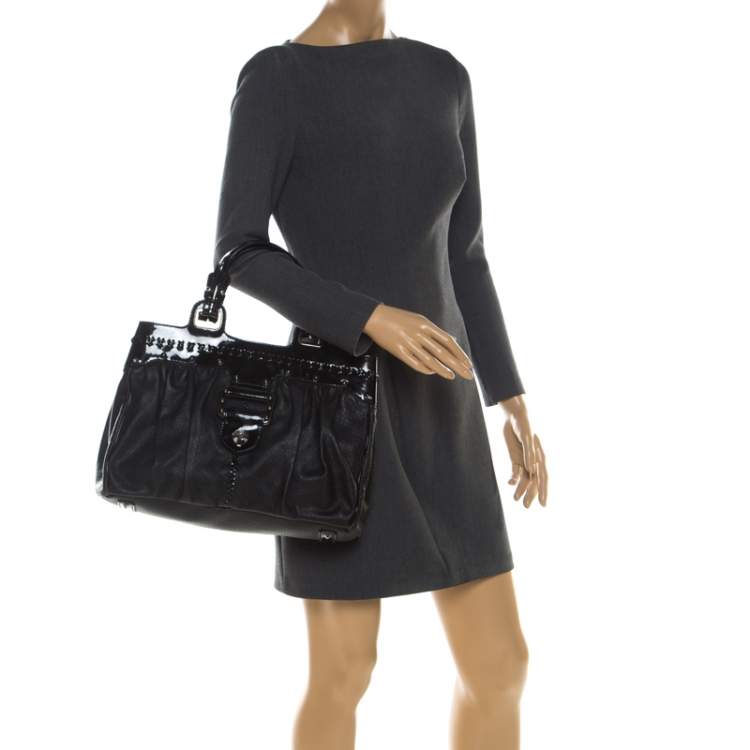 Pre Owned Versace Black Stud Leather Tote