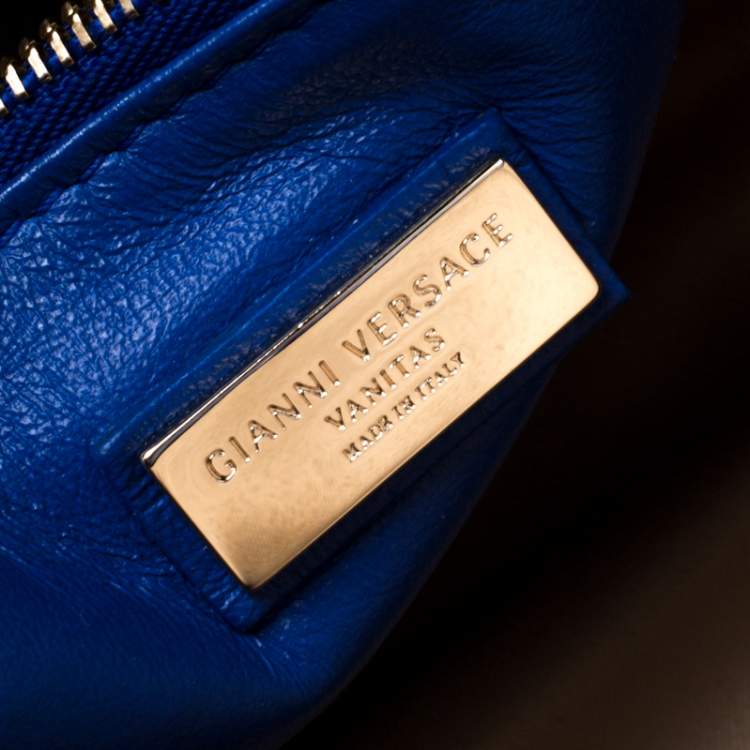 Pre Owned Versace Blue Suede Vanitas Crossbody Bag 