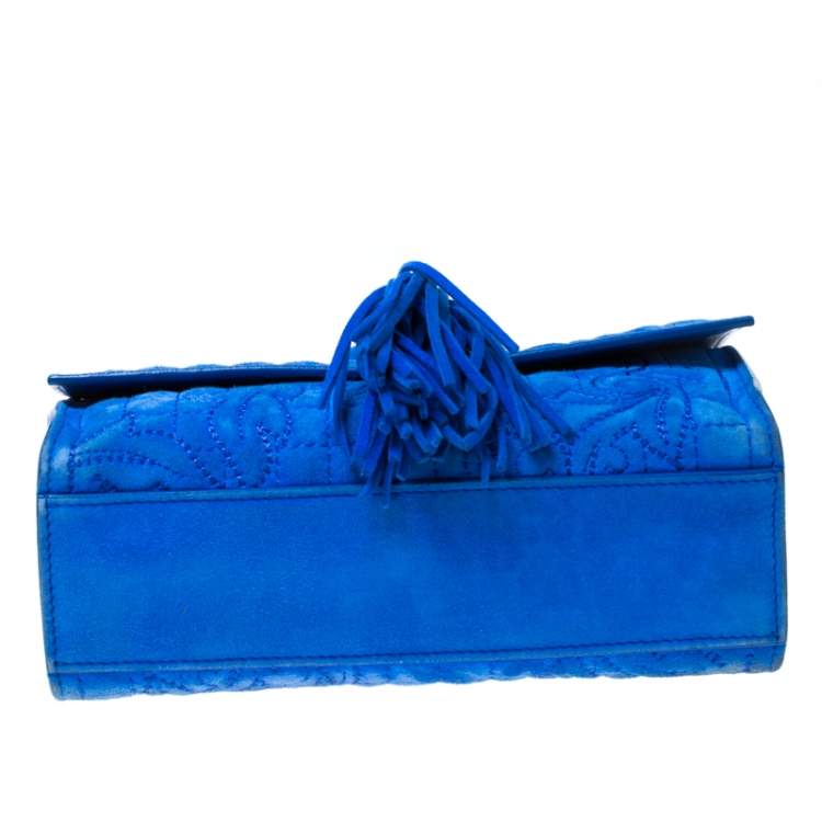 Pre Owned Versace Blue Suede Vanitas Crossbody Bag 