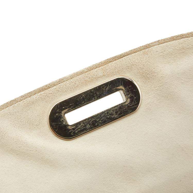Pre Owned Versace Cream Croc Embossed Leather and Suede Medium Canyon Bag