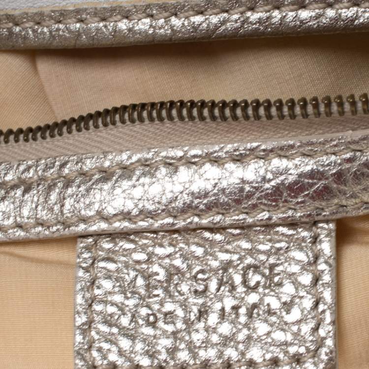 مملوكة مسبقًا Versace White/Silver Signature Fabric and Leather Hobo