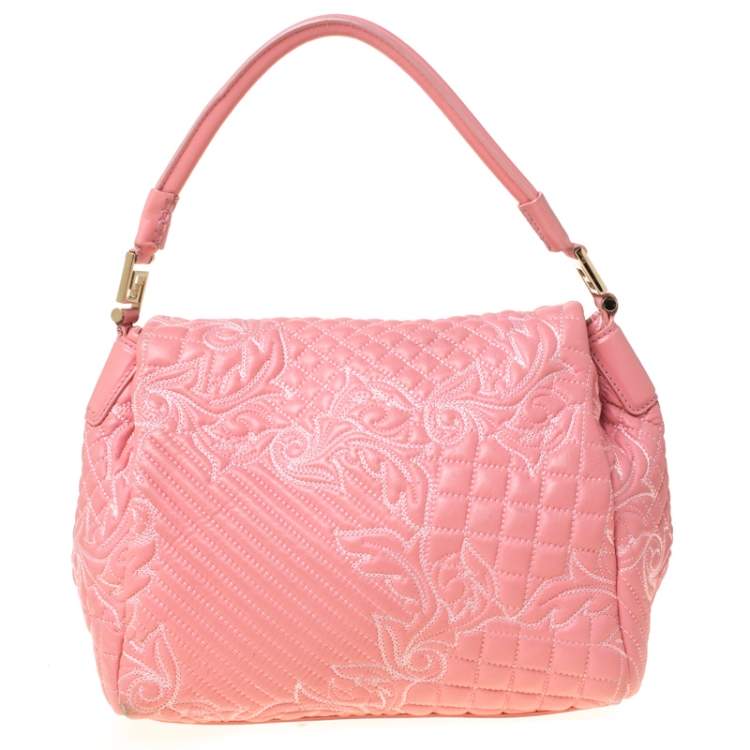 Pre Owned Versace Pink Leather Talia Vanitas Shoulder Bag