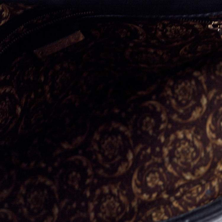 Pre Owned Versace Black Barocco Leather Altea Top Handle Bag