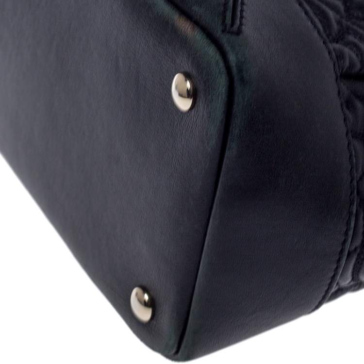 Pre Owned Versace Black Barocco Leather Altea Top Handle Bag
