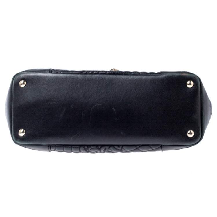 Pre Owned Versace Black Barocco Leather Altea Top Handle Bag