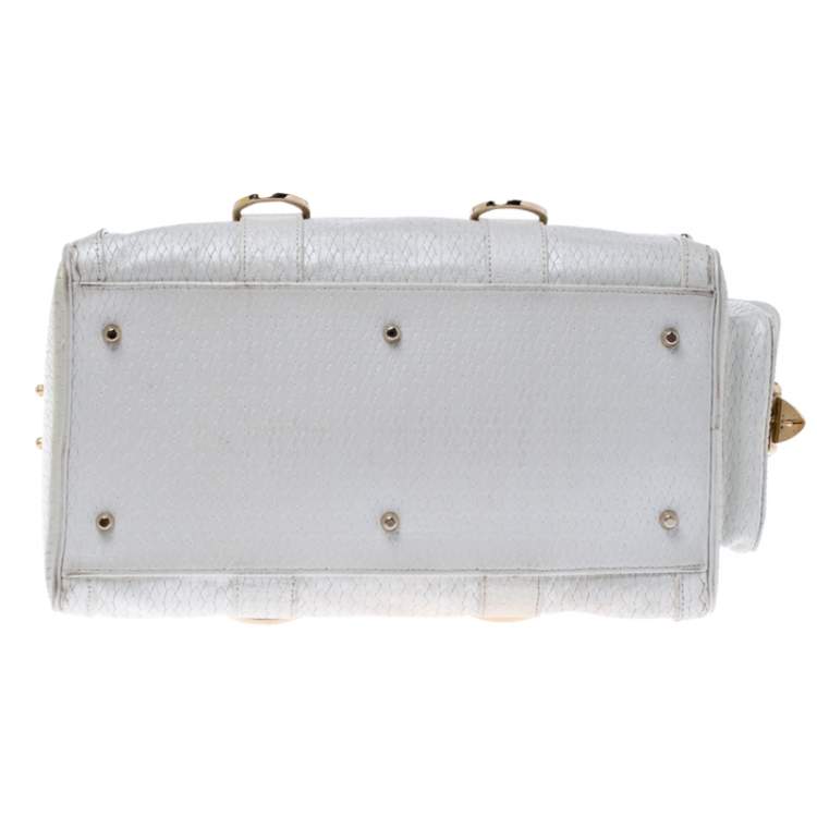 Pre Owned Versace White Leather Studded Satchel