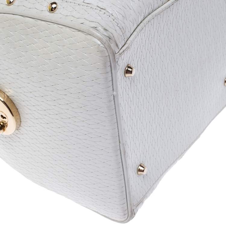 Pre Owned Versace White Leather Studded Satchel