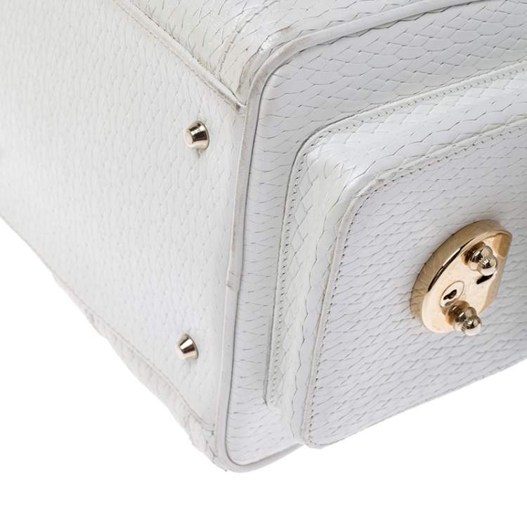 Pre Owned Versace White Leather Studded Satchel