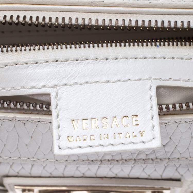 Pre Owned Versace White Leather Studded Satchel