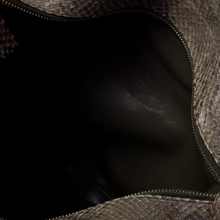 Pre Owned Versace Green Python Leather Tote 