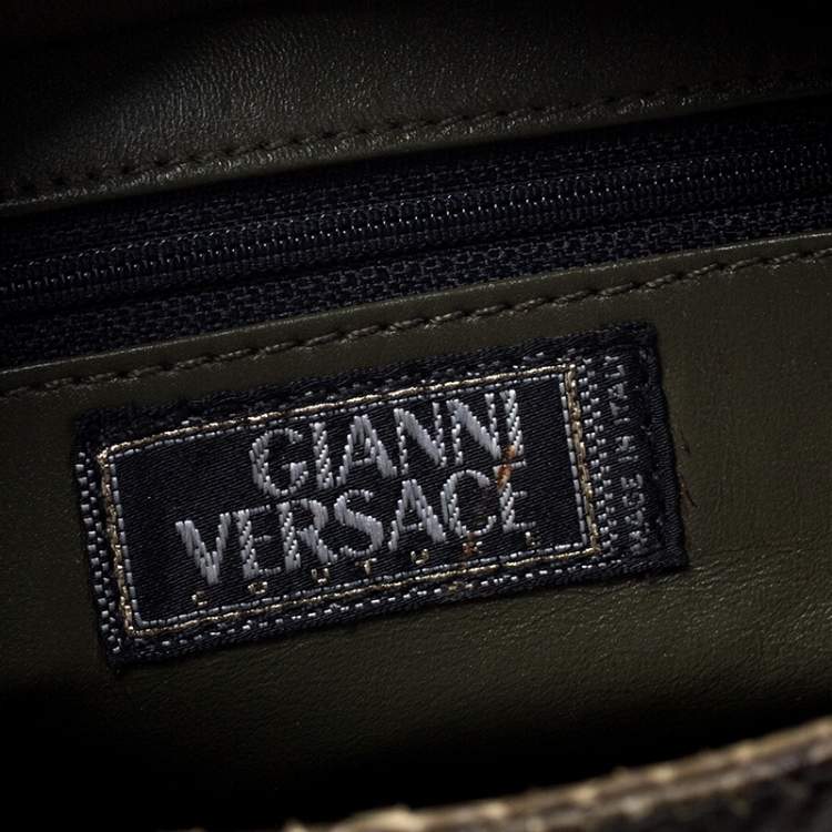 Pre Owned Versace Green Python Leather Tote 