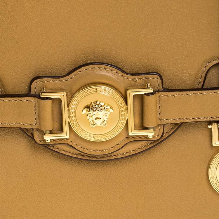 Pre Owned Versace Brown Leather Medusa Medallion Tote