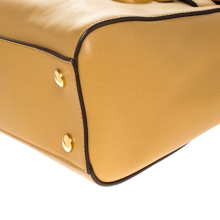 Pre Owned Versace Brown Leather Medusa Medallion Tote