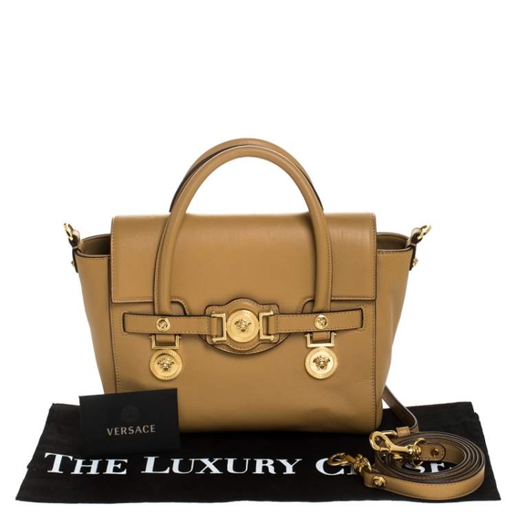 Pre Owned Versace Brown Leather Medusa Medallion Tote