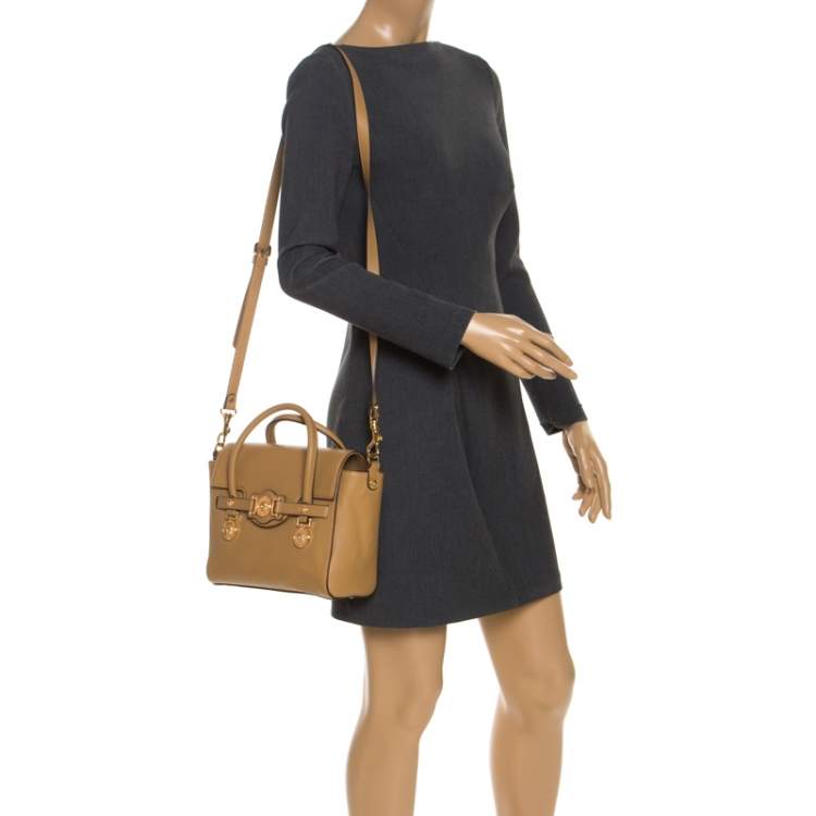 Pre Owned Versace Brown Leather Medusa Medallion Tote