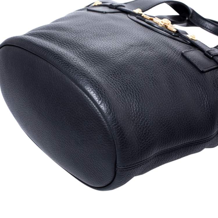 Pre Owned Versace Black Leather Shoulder Bag