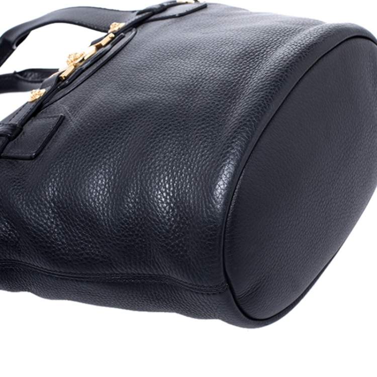 Pre Owned Versace Black Leather Shoulder Bag