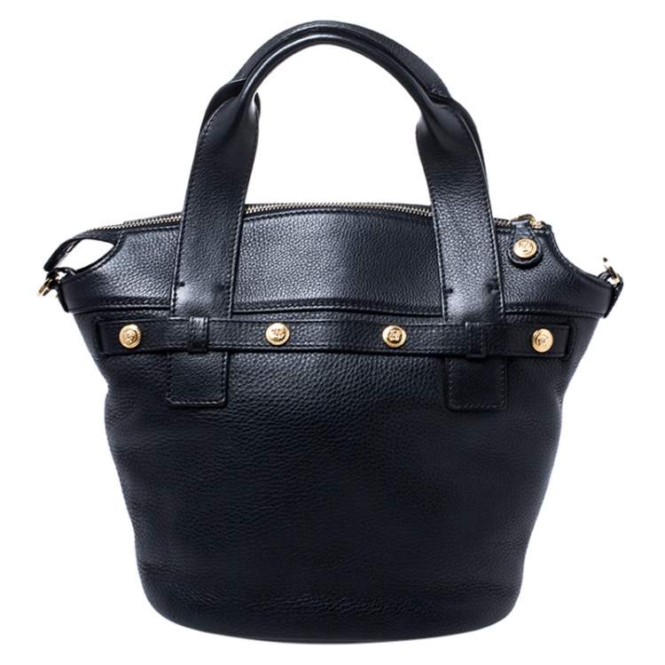 Pre Owned Versace Black Leather Shoulder Bag