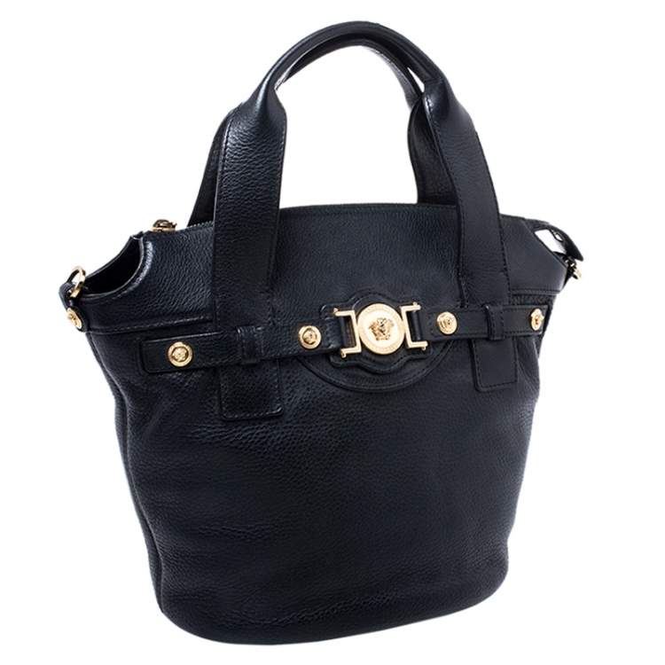Pre Owned Versace Black Leather Shoulder Bag