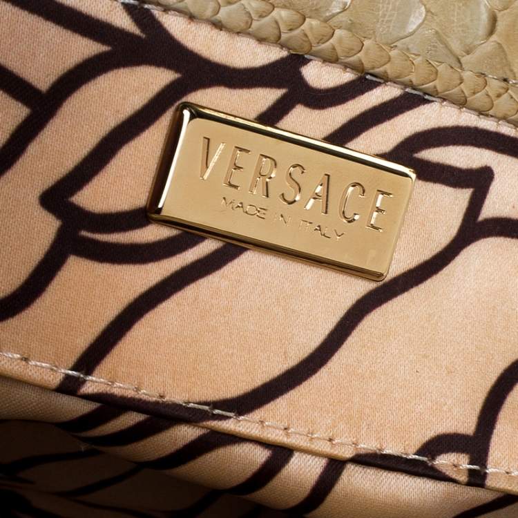 Pre Owned Versace Beige Rabbit Fur and Python Satchel
