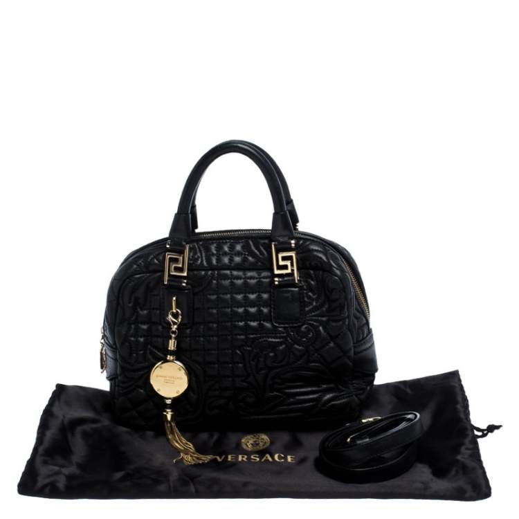 Pre Owned Versace Black Leather Demetra Vanitas Satchel