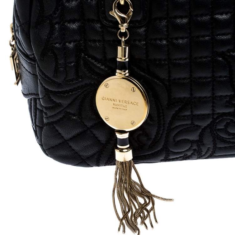 Pre Owned Versace Black Leather Demetra Vanitas Satchel