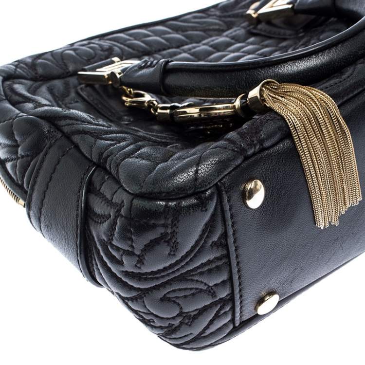 Pre Owned Versace Black Leather Demetra Vanitas Satchel