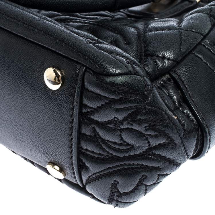 Pre Owned Versace Black Leather Demetra Vanitas Satchel